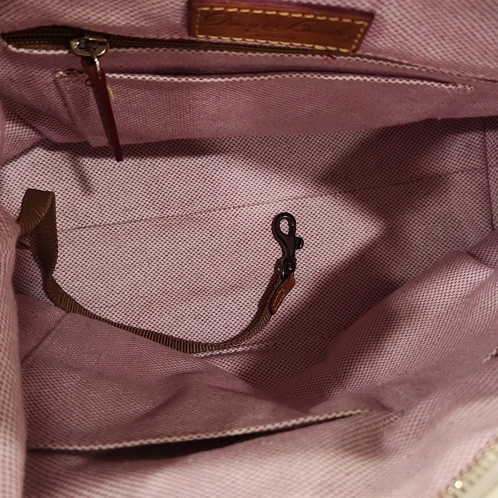 Dooney & Bourke Dillen Pebbled Leather Double Pocket Satchel Cream